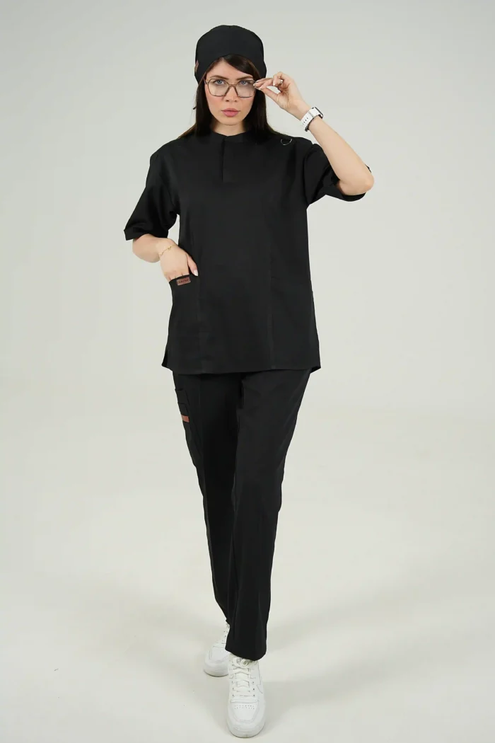 اسکراب پزشکی یقه دیپلمات اسپرت مشکی - Image 5