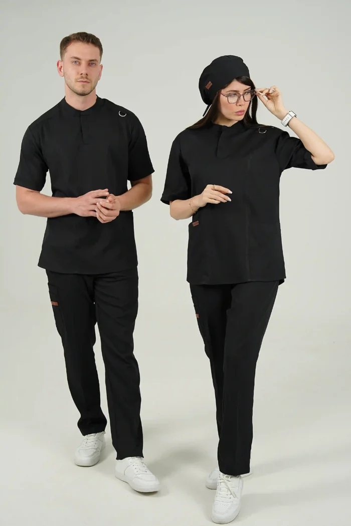 اسکراب پزشکی یقه دیپلمات اسپرت مشکی - Image 1