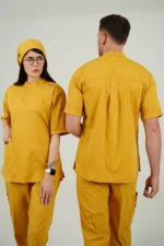 اسکراب پزشکی یقه دیپلمات اسپرت خردلی - Image 3