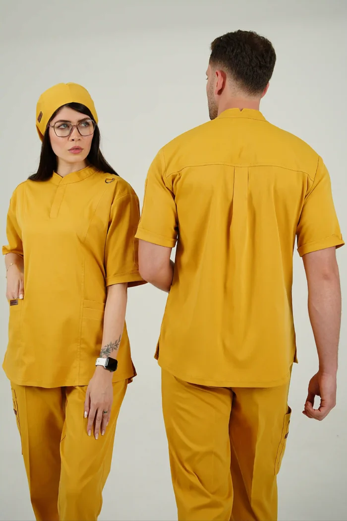 اسکراب پزشکی یقه دیپلمات اسپرت خردلی - Image 3