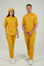 اسکراب پزشکی یقه دیپلمات اسپرت خردلی - Image 6