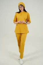 اسکراب پزشکی یقه دیپلمات اسپرت خردلی - Image 2