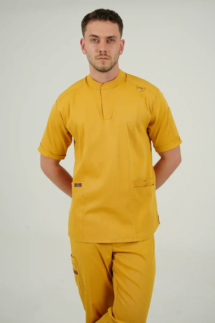 اسکراب پزشکی یقه دیپلمات اسپرت خردلی - Image 4