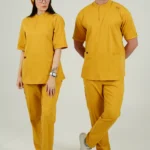 اسکراب پزشکی یقه دیپلمات اسپرت خردلی