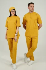 اسکراب پزشکی یقه دیپلمات اسپرت خردلی