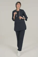 اسکراب زنانه آستین سه ربع سرمه ای پرشیا - Image 3