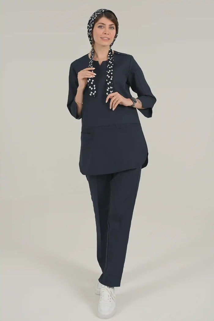 اسکراب زنانه آستین سه ربع سرمه ای پرشیا - Image 3