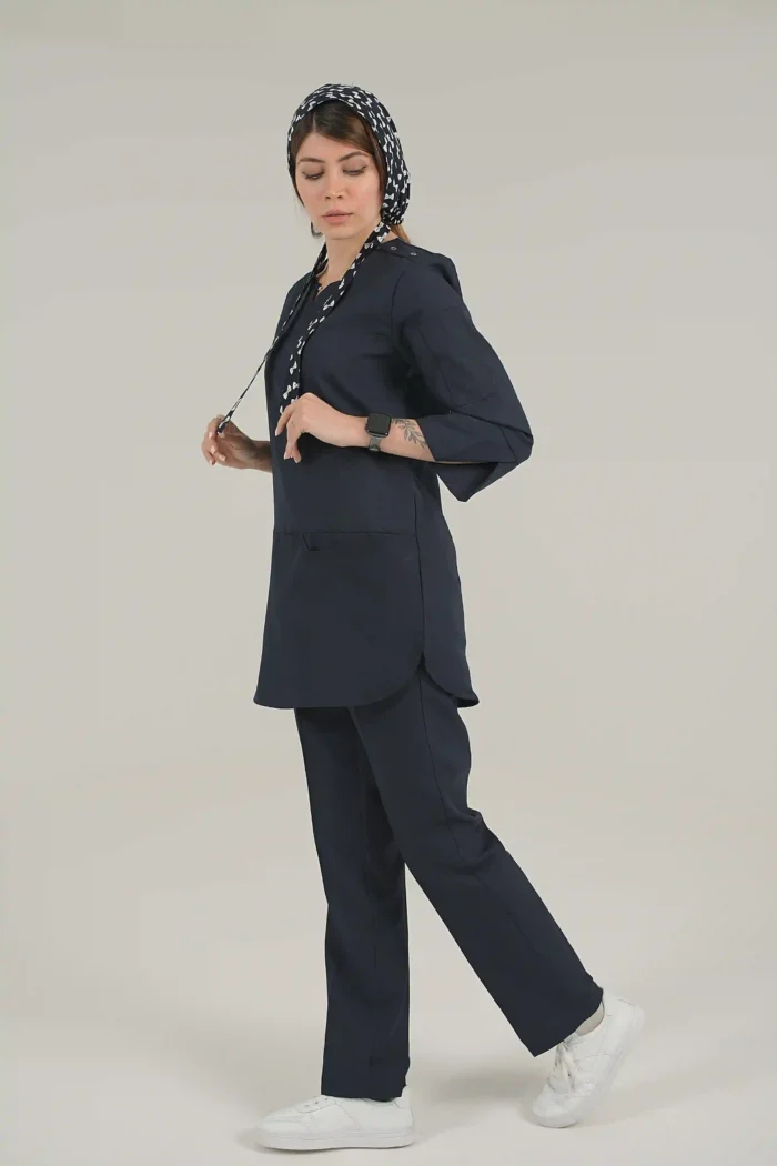 اسکراب زنانه آستین سه ربع سرمه ای پرشیا - Image 5