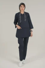 اسکراب زنانه آستین سه ربع سرمه ای پرشیا