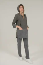 اسکراب زنانه آستین سه ربع طوسی - شکلاتی (دو رنگ) - Image 6