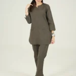 اسکراب زنانه آستین سه ربع شکلاتی پرشیا