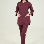 اسکراب زنانه آستین سه ربع سماقی پرشیا