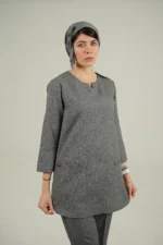 اسکراب زنانه آستین سه ربع طوسی پرشیا - Image 4