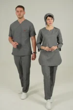 اسکراب زنانه آستین سه ربع طوسی پرشیا - Image 3