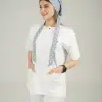کلاه جراحی طوسی طرح قلب سفید مدل کراواتی
