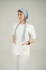 کلاه جراحی طوسی طرح قلب سفید مدل کراواتی