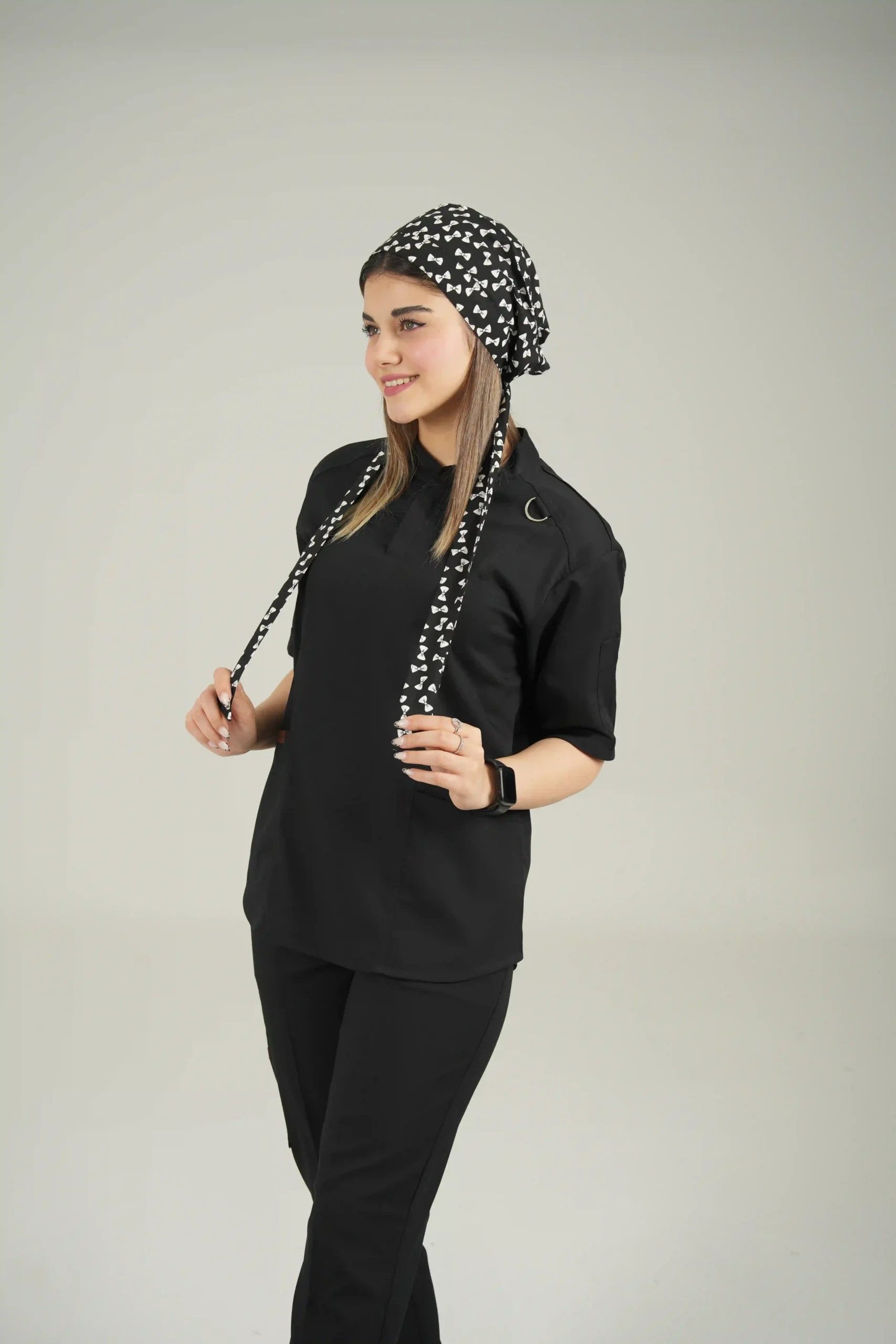 1000252259 کلاه جراحی مشکی طرح پاپیون مدل کراواتی - Image 1