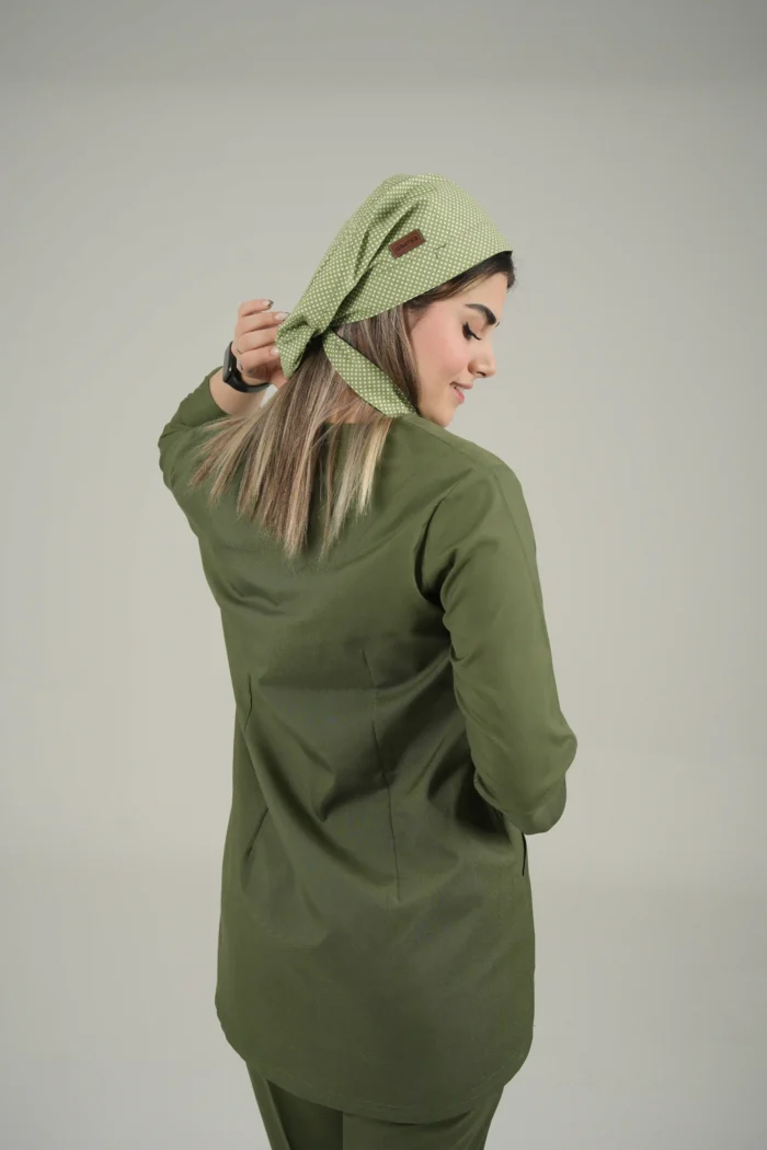 کلاه جراحی سبز طرح خالدار مدل کراواتی - Image 3