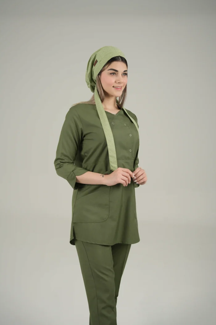 کلاه جراحی سبز طرح خالدار مدل کراواتی - Image 4