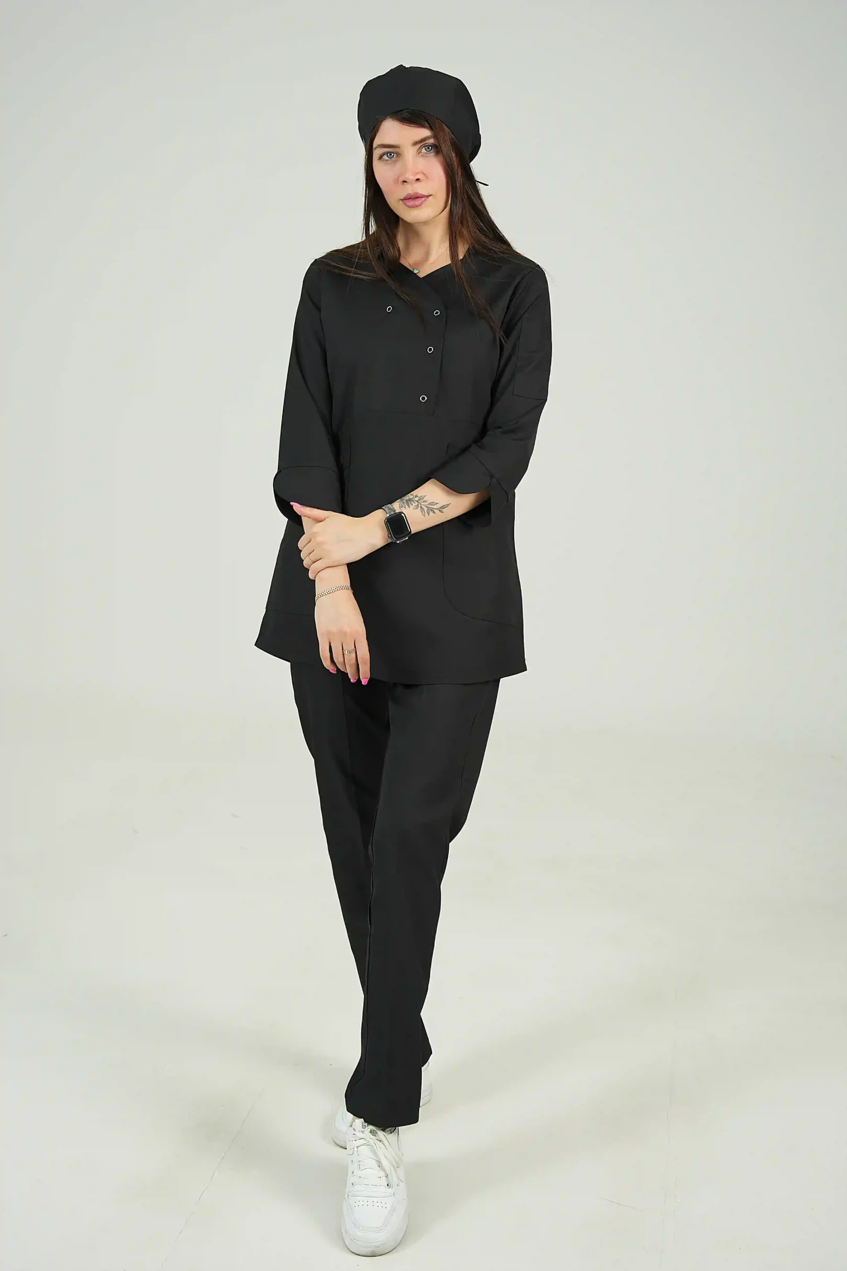 1000294523 اسکراب زنانه آستین سه ربع مشکی - Image 1