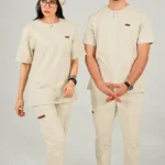 ست اسکراب یقه گرد کرمی