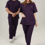 ست اسکراب یقه گرد بادمجونی