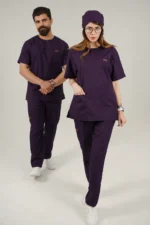 ست اسکراب یقه گرد بادمجونی