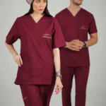 ست اسکراب یقه هفت زرشکی