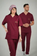 ست اسکراب یقه هفت زرشکی