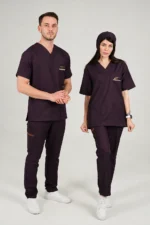 ست اسکراب یقه هفت بادمجونی