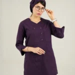 اسکراب زنانه آستین سه ربع بادمجونی