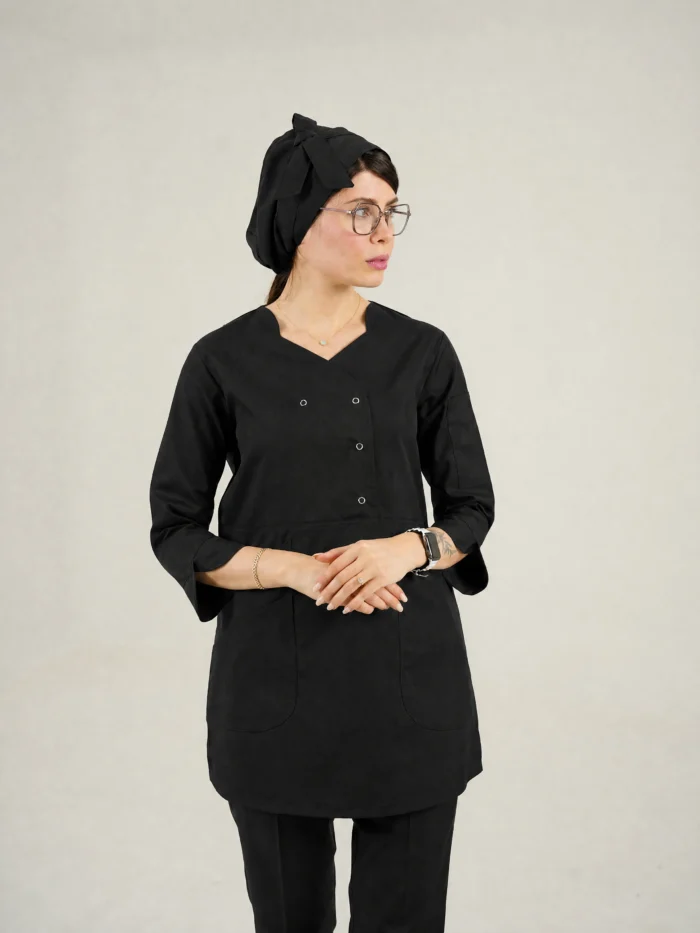 1000332673 اسکراب زنانه آستین سه ربع مشکی - Image 1