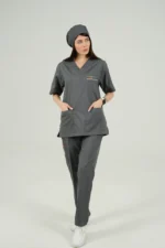 ست اسکراب یقه هفت طوسی - Image 7