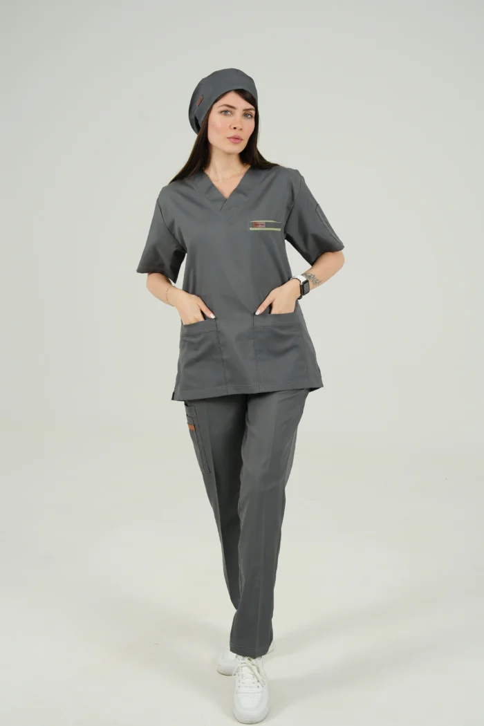 ست اسکراب یقه هفت طوسی - Image 2