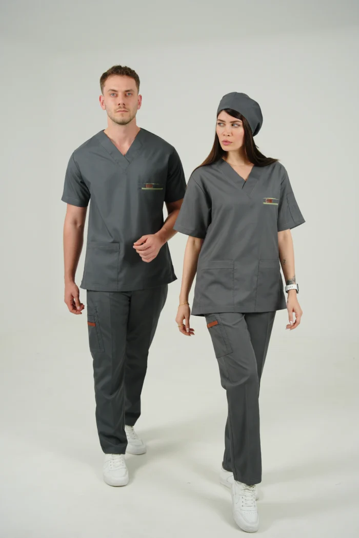 ست اسکراب یقه هفت طوسی - Image 3