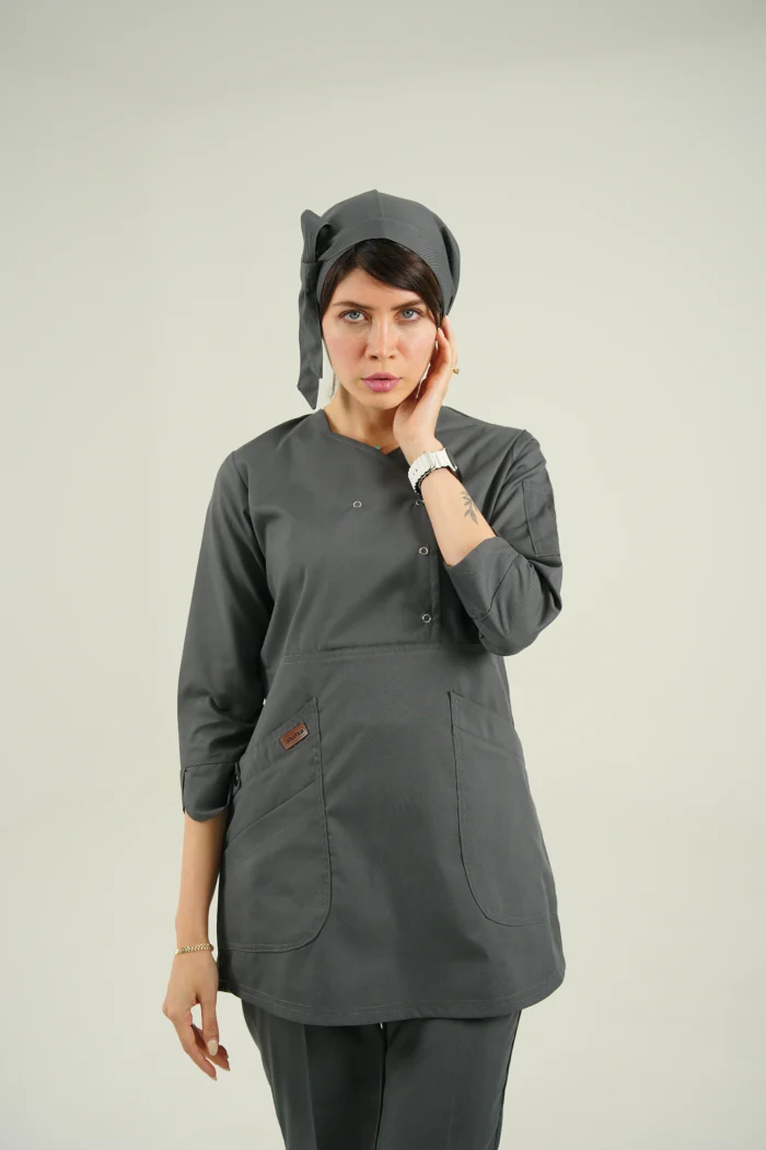 اسکراب زنانه آستین سه ربع طوسی - Image 1