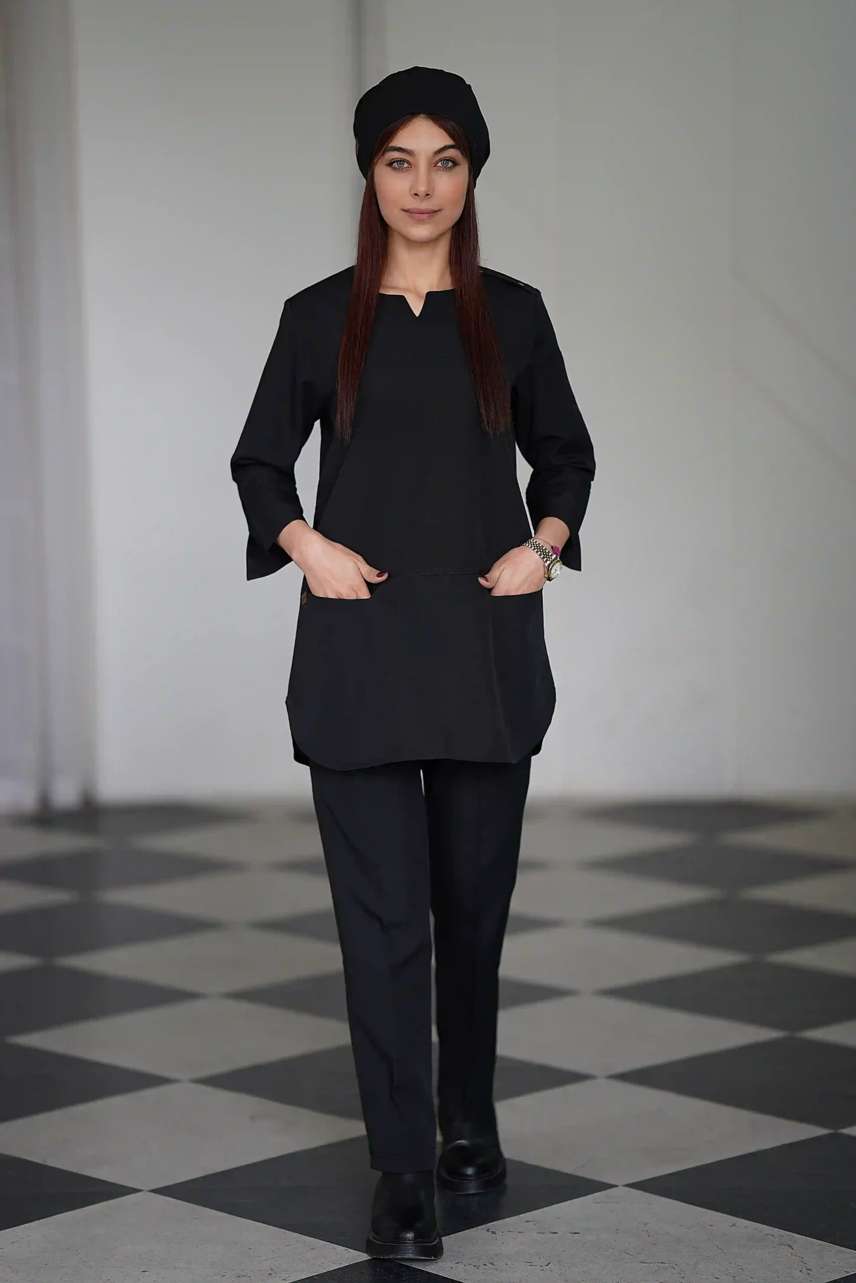 1000266241 اسکراب زنانه آستین سه ربع مشکی پرشیا - Image 1