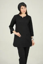 اسکراب زنانه آستین سه ربع مشکی پرشیا - Image 2