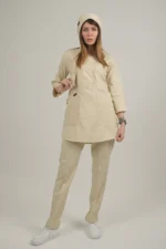 اسکراب زنانه آستین سه ربع کرم - Image 2