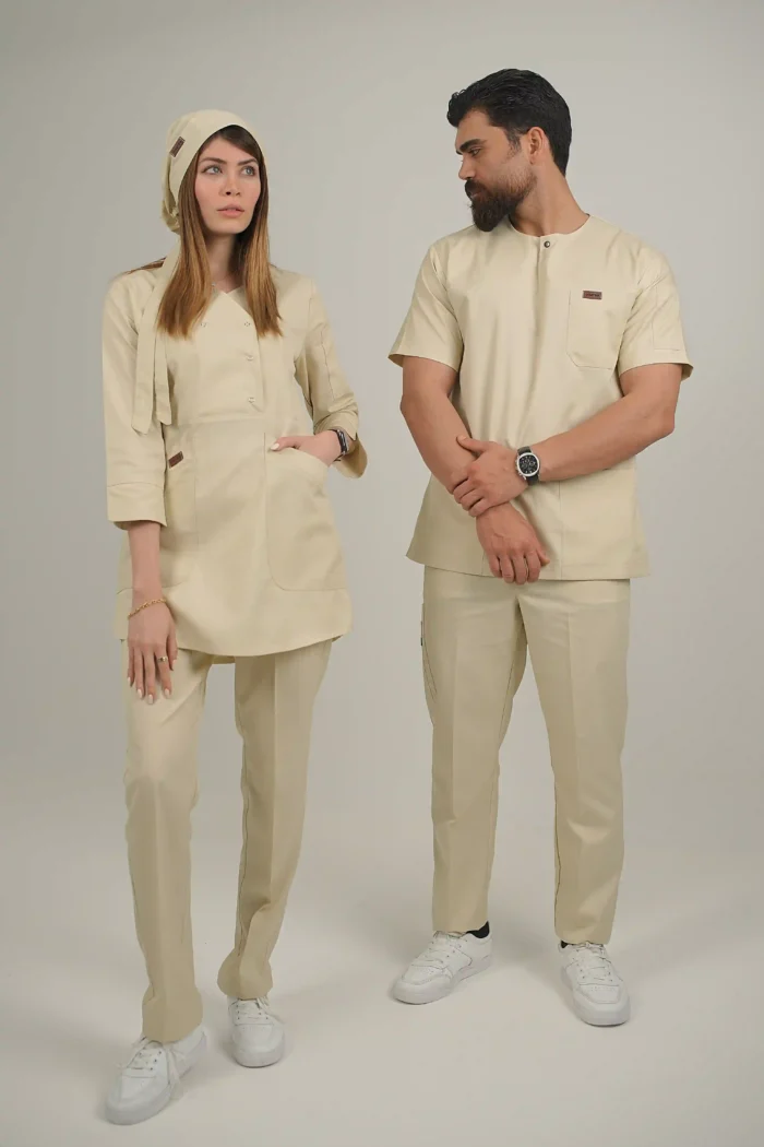 اسکراب زنانه آستین سه ربع کرم - Image 4