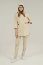 اسکراب زنانه آستین سه ربع کرم