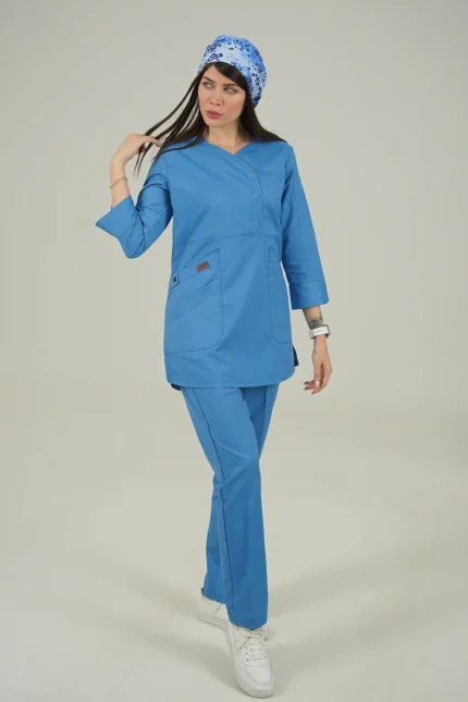 اسکراب زنانه آستین سه ربع آبی روشن