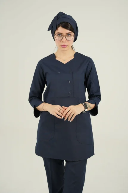 اسکراب پزشکی تک زنانه آستین سه ربع سرمه ای