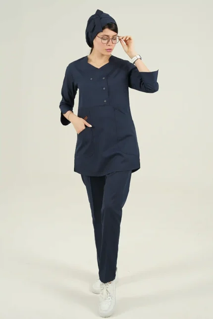 اسکراب زنانه آستین سه ربع سرمه ای