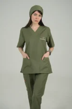 ست اسکراب یقه هفت سبز پسته ای - Image 3