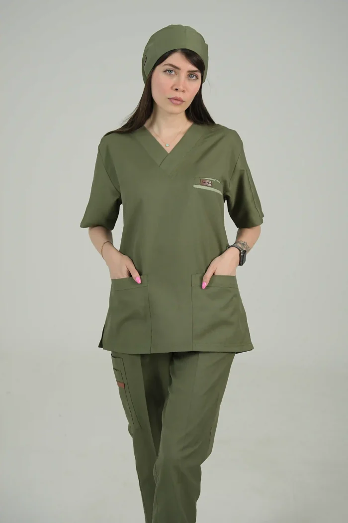 ست اسکراب یقه هفت سبز پسته ای - Image 3