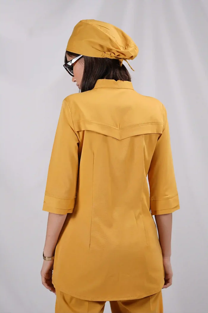 اسکراب زنانه کشی آستین سه ربع خردلی - Image 2