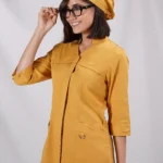 اسکراب زنانه کشی آستین سه ربع خردلی