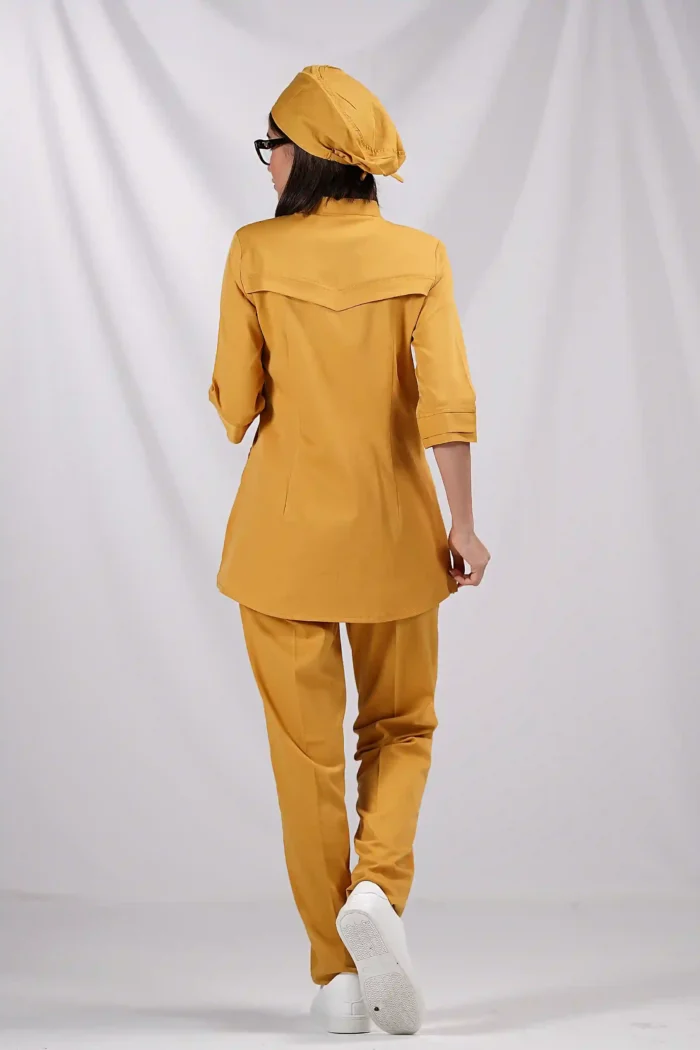 اسکراب زنانه کشی آستین سه ربع خردلی - Image 7