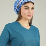 کلاه جراحی پلنگی آبی مدل ساده